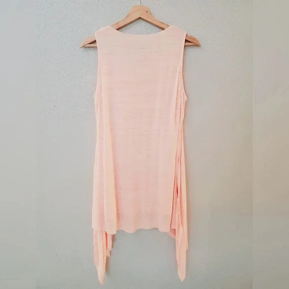 💚5/$25 H by Halston Pink Flowy Long Top Mini Slip Dress Layered Tank Size Small - Picture 7 of 8
